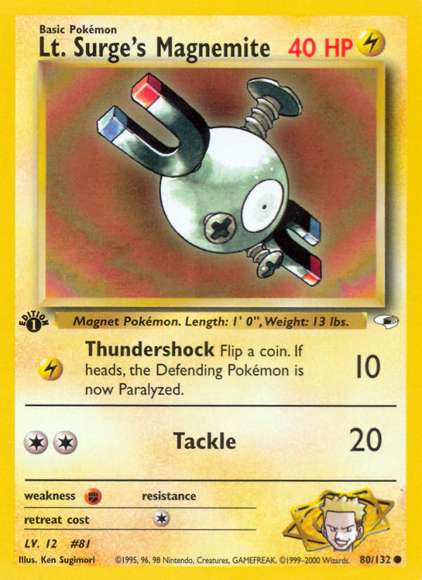 Lt. Surge's Magnemite (80/132) [Gym Heroes 1st Edition] - Card Brawlers | Quebec | Canada | Yu-Gi-Oh!