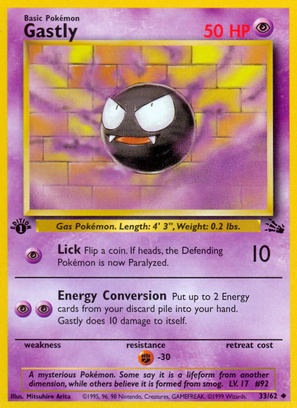 Gastly (33/62) [Fossil 1st Edition] - Card Brawlers | Quebec | Canada | Yu-Gi-Oh!