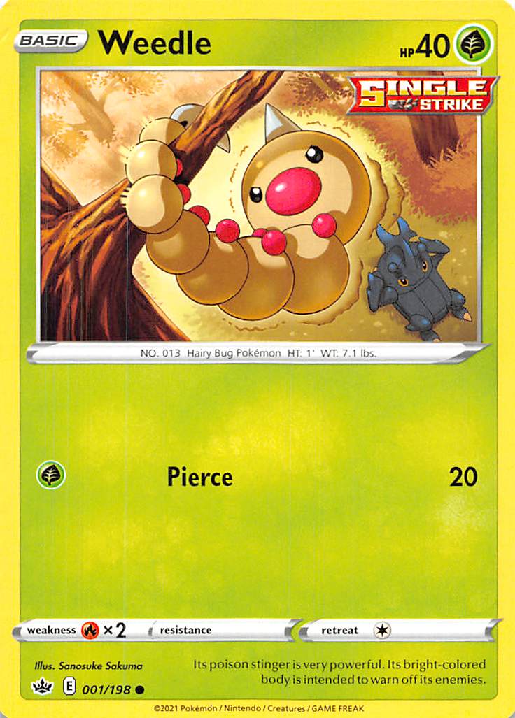 Weedle (001/198) [Sword & Shield: Chilling Reign] - Card Brawlers | Quebec | Canada | Yu-Gi-Oh!