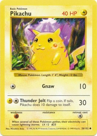 Pikachu (58/102) (Red Cheeks Misprint) [Base Set Shadowless Unlimited] - Card Brawlers | Quebec | Canada | Yu-Gi-Oh!